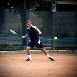 tennis player hitting with fear